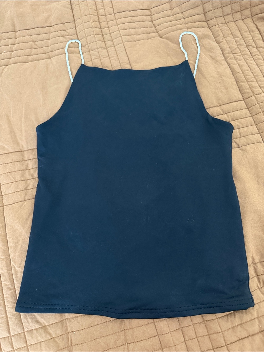Black tank top with pearl straps